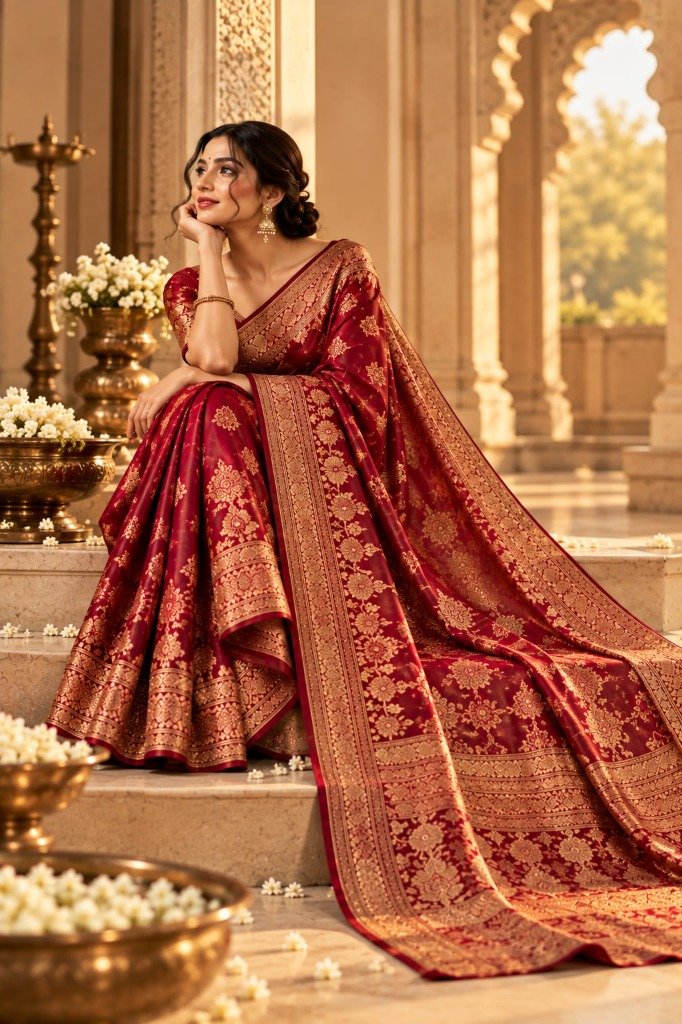 The Royal Maharani Court Drape - Banarasi Bridal Saree
